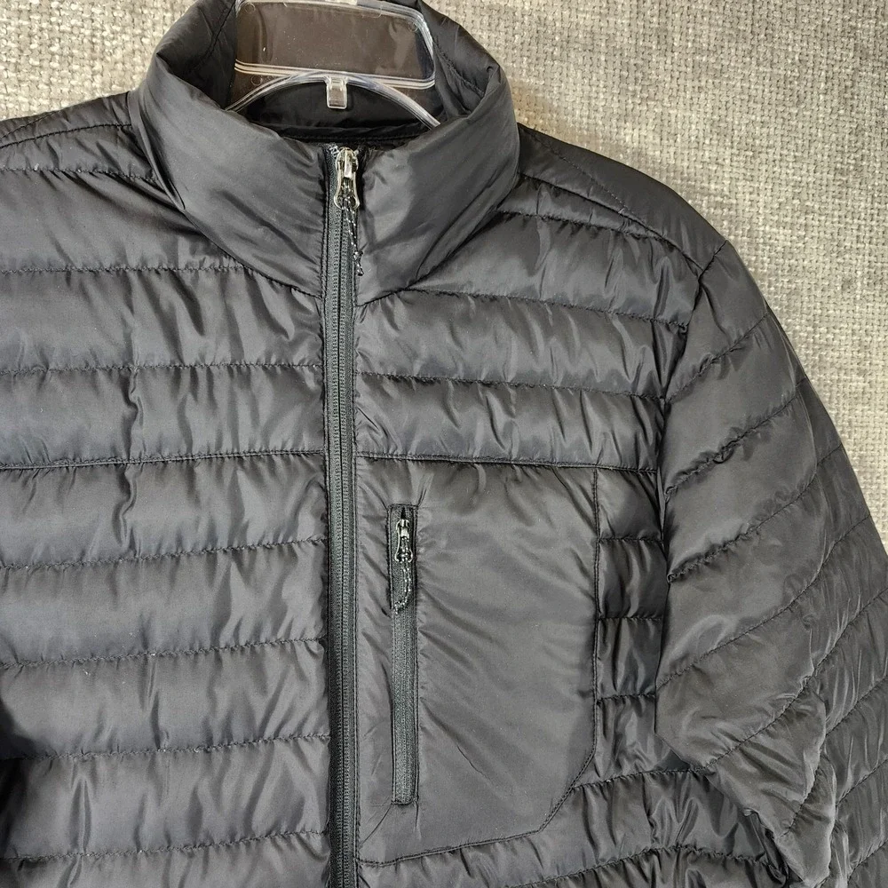 Eddie Bauer Goose Down Puffer Jacket Mens M Black EB650 Chest Pocket Nice!